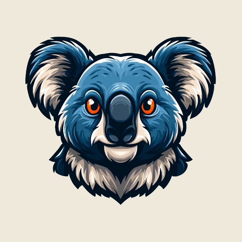Blauer Koalakopf-Cartoon-Maskottchen-Logo