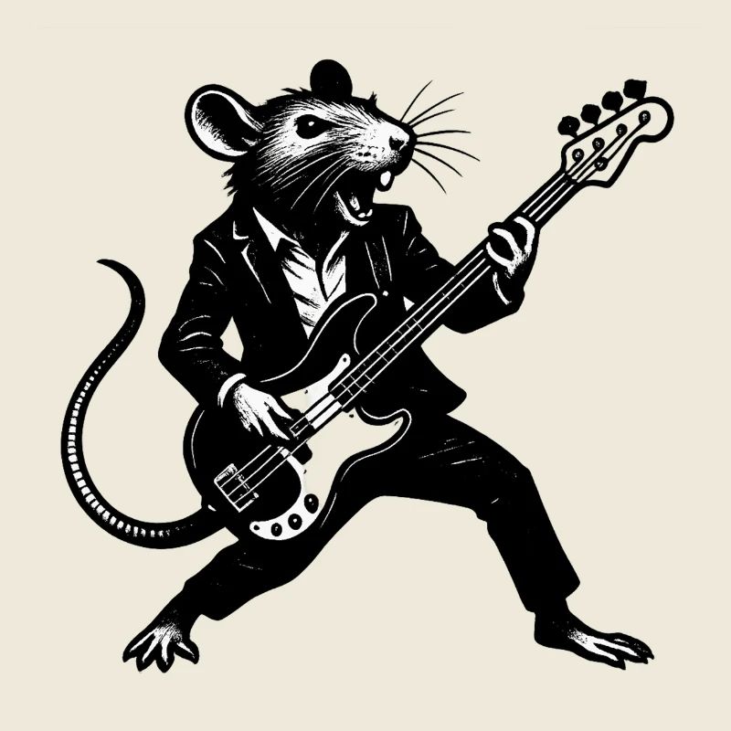 Ratte mit Bass im Anzug