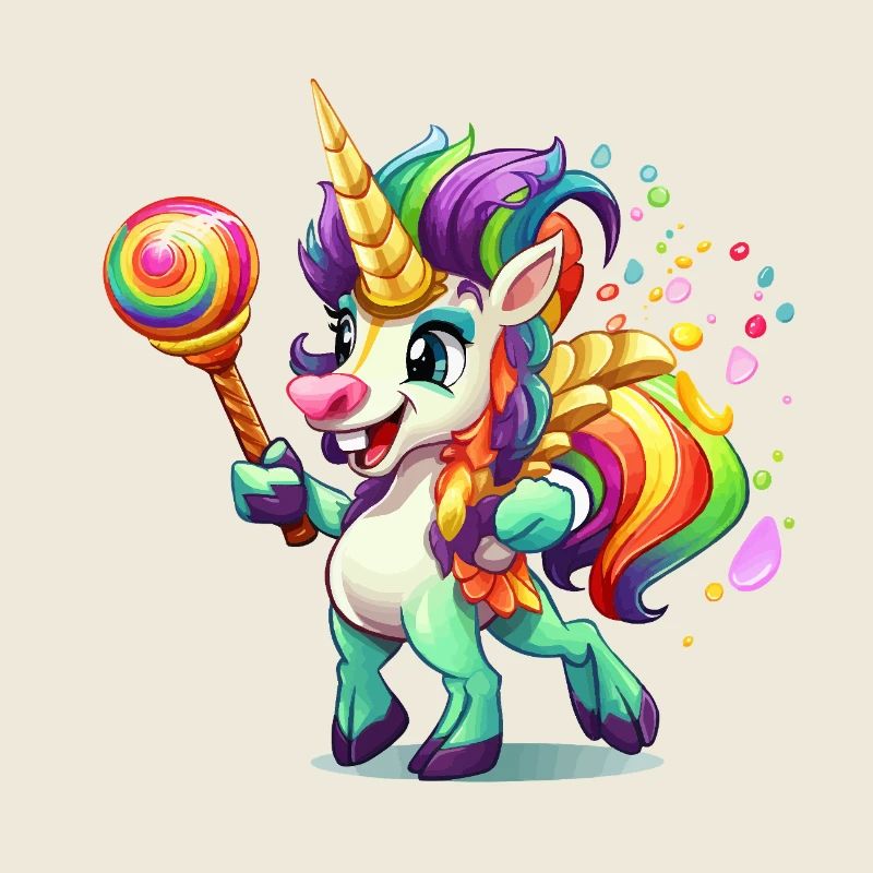 Colorful Unicorn with Lolly