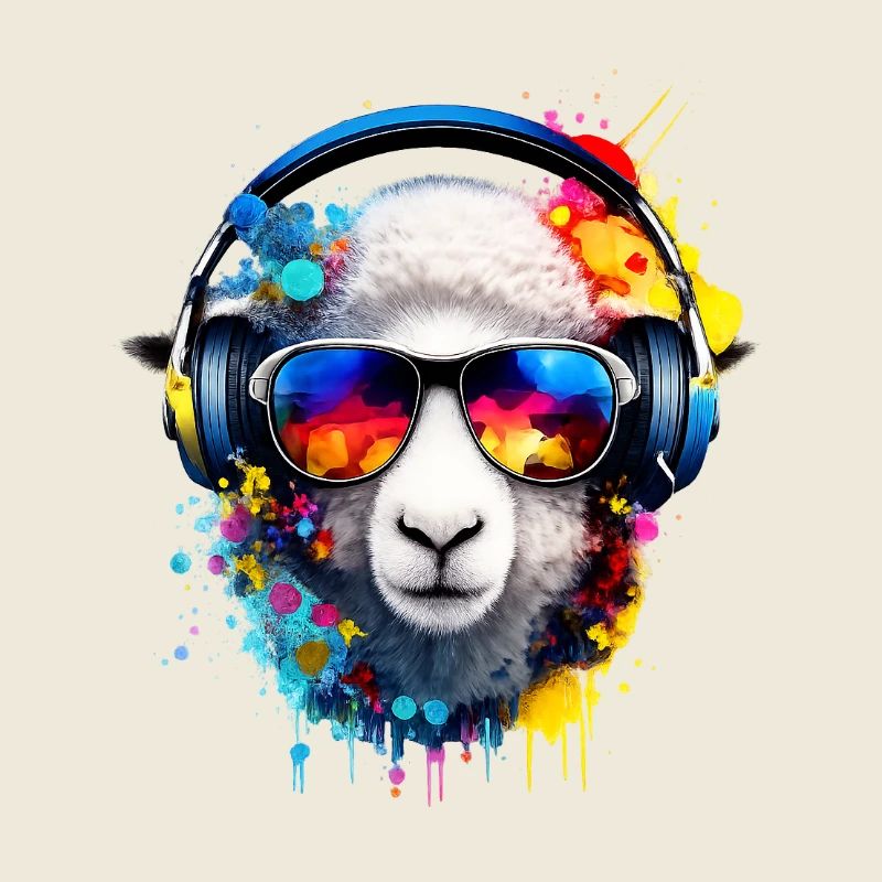 Sheep with headphones in Nebula colors