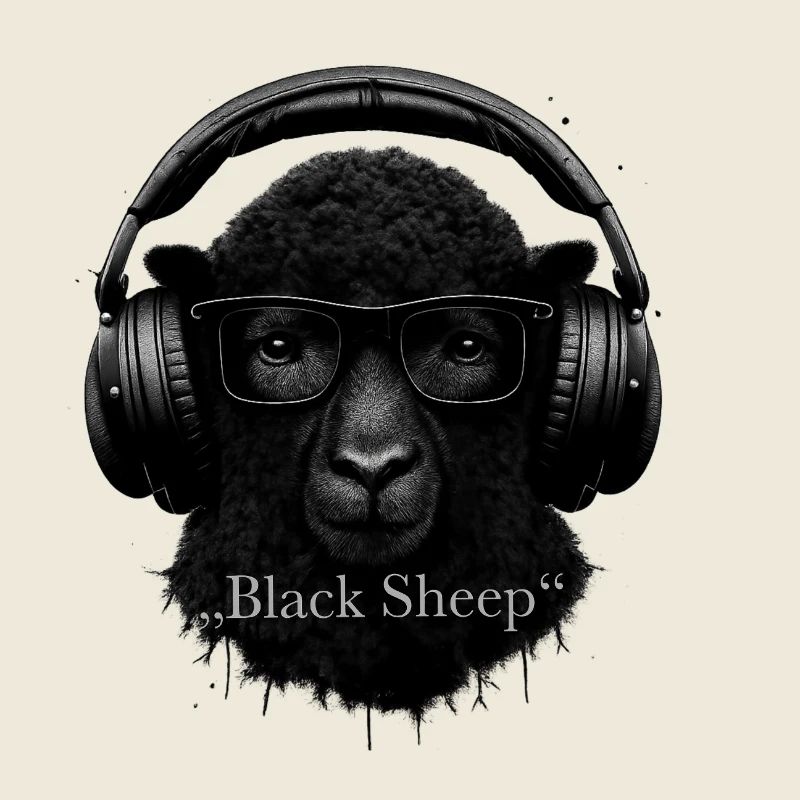 Black Sheep with headphones