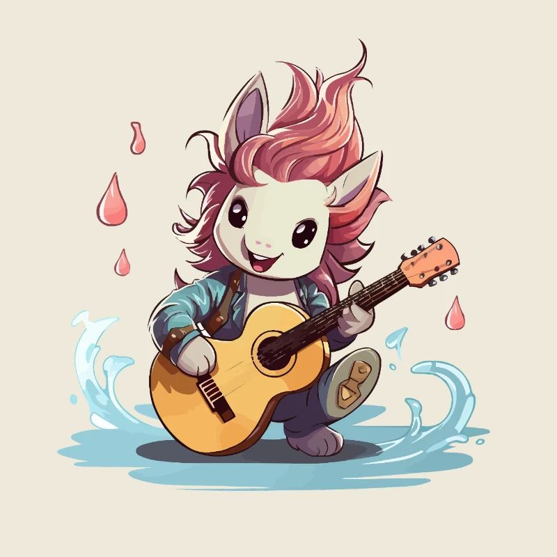 Funkelnder Hase mit Gitarre