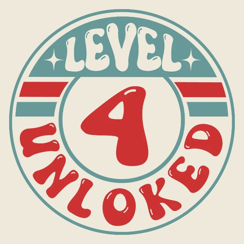 Niveau 4 débloqué – Design d’anniversaire de joueur cool
