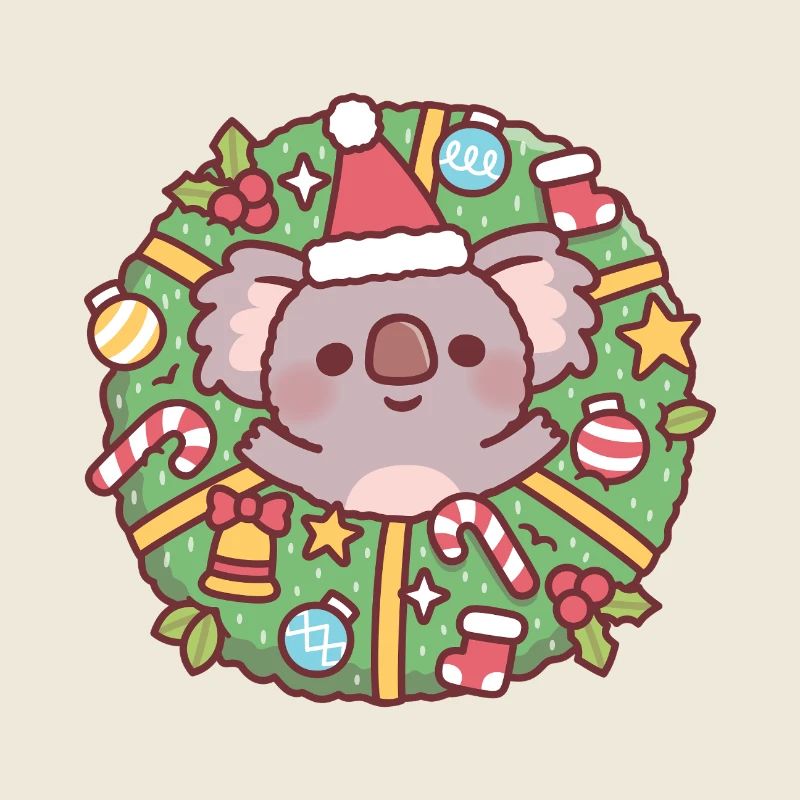 Süßer Koalabär im Weihnachtskranz