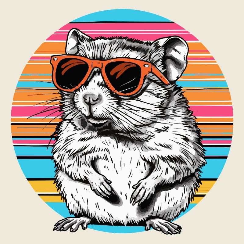 Lunettes de soleil hamster dans un arc-en-ciel rétro