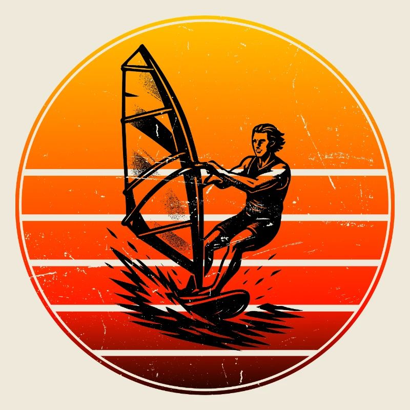 Minimalist Windsurfing Motif