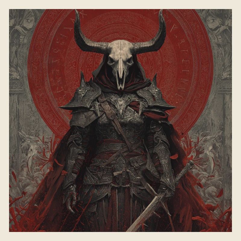 Dämonenkrieger mit Schädelhelm