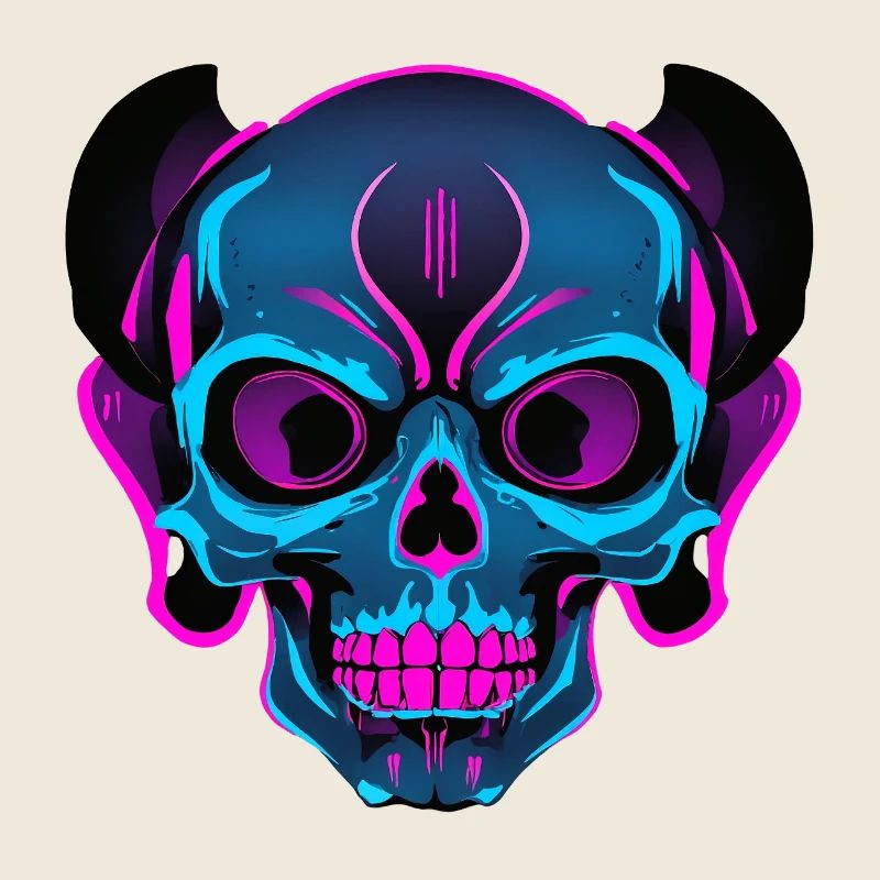 Neon Skull mit Kopfhörern
