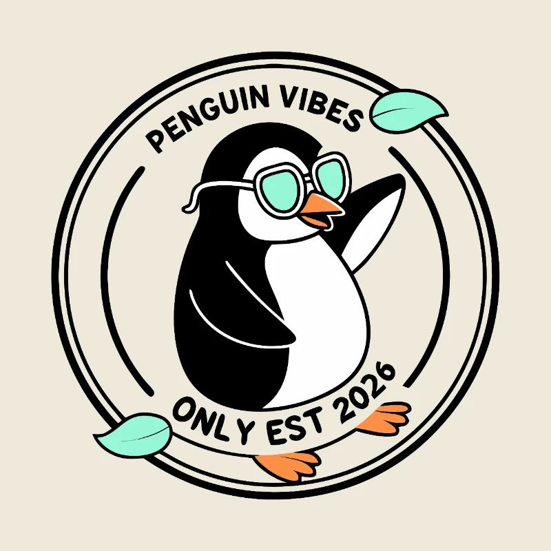 Schwarzer Pinguin in Mint-Brille 2026