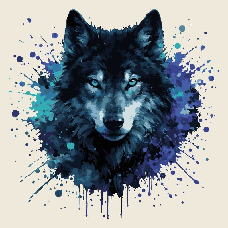Wolf Watercolor – Color Splash