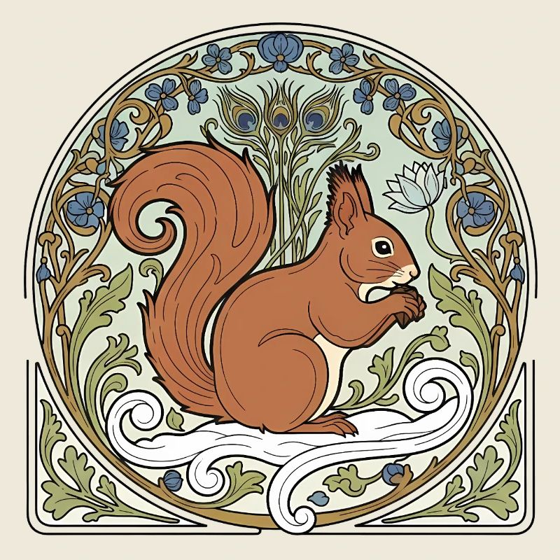 Eichhörnchen im Jugendstil-Ornament