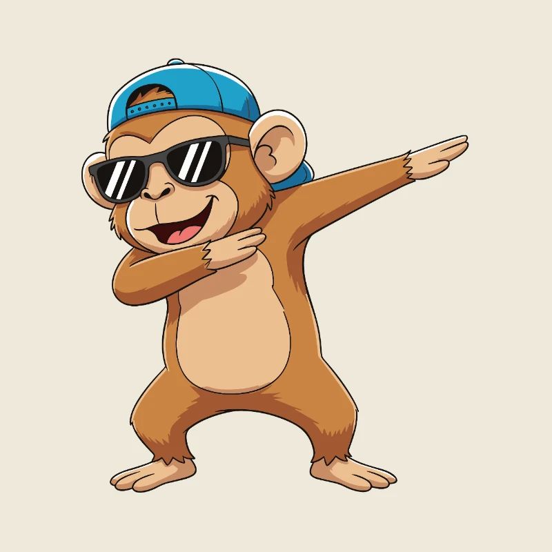 Cool Dabbing Monkey Sunglasses Cartoon-Kunst