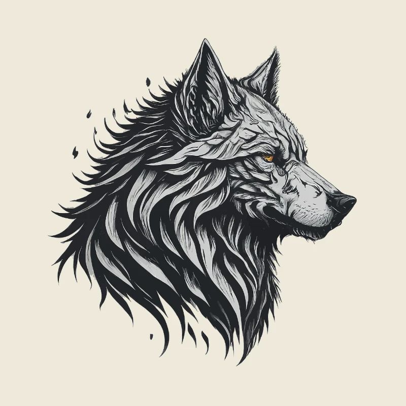 Geometrischer Schwarzer Wolf