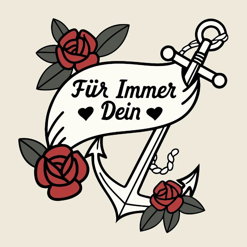 Für Immer Dein Anker mit Rosen