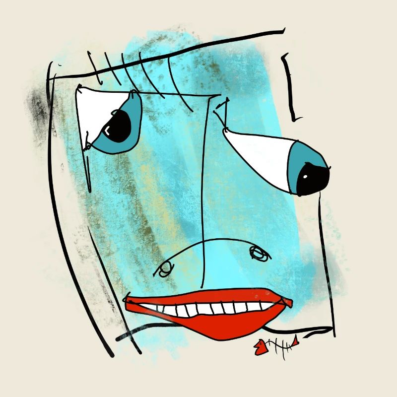 Abstract Face Design Watercolor