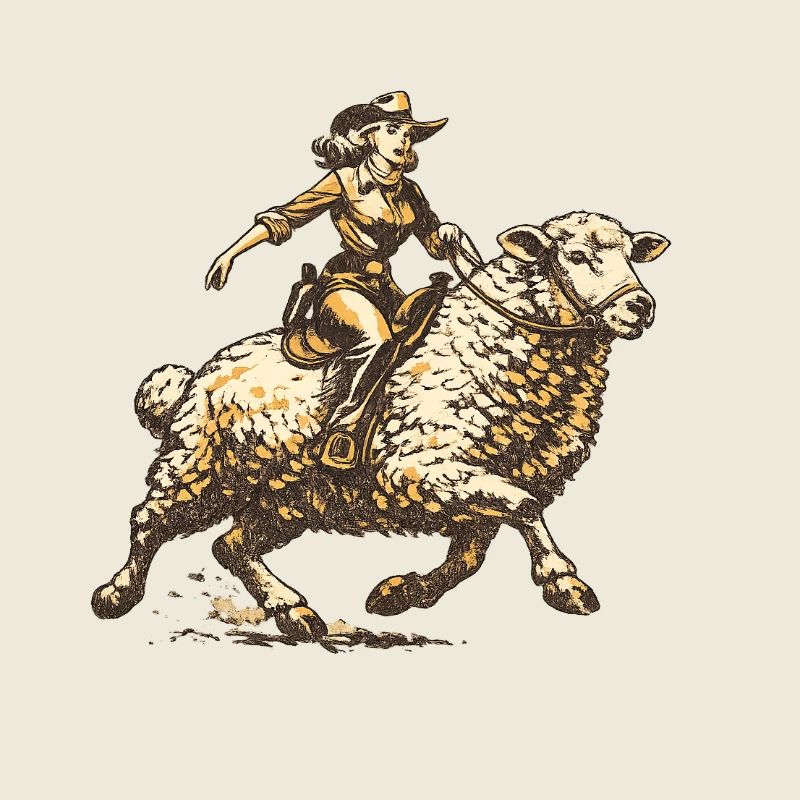 Western Reiter auf Schaf