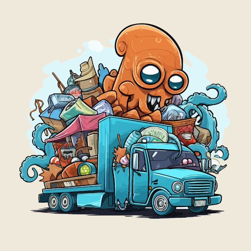 Colorful Octopus Garbage Truck