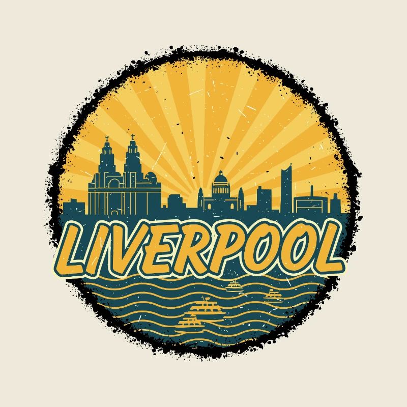 Liverpool Skyline Liver Building Vintage Badge