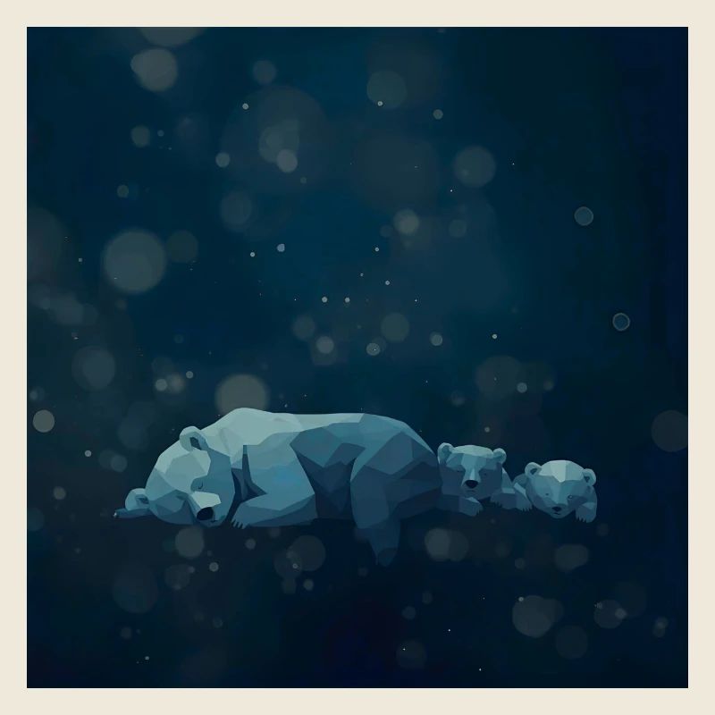 Blue Night Geometric Polar Bears