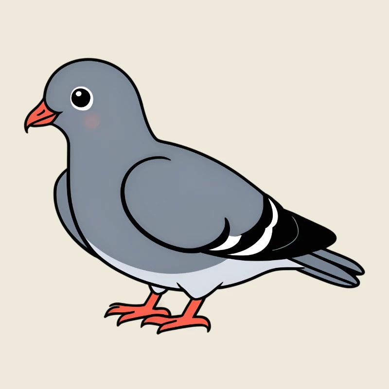 Colombe gris dessin animé avec des pattes orange