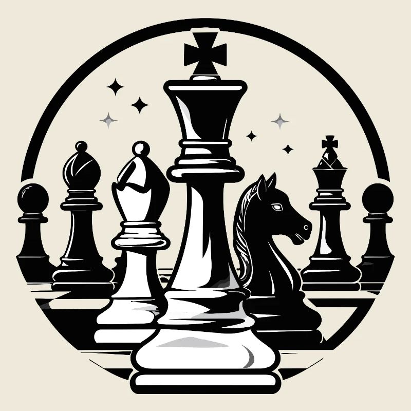 Duel d’échecs dans un motif d’échecs en noir et blanc