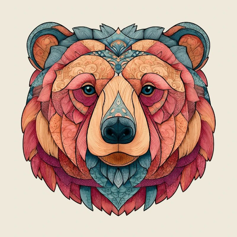 Ours mandala en couleur, calme et harmonie