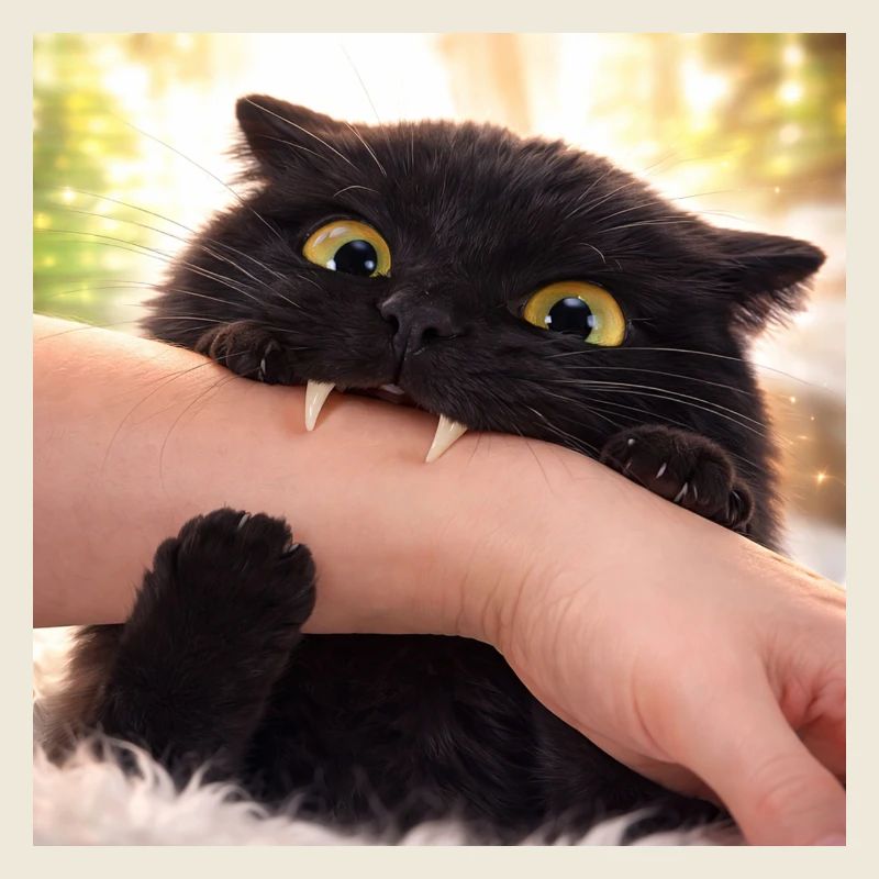 Cheeky cat biting – Funny "kisses with Z
