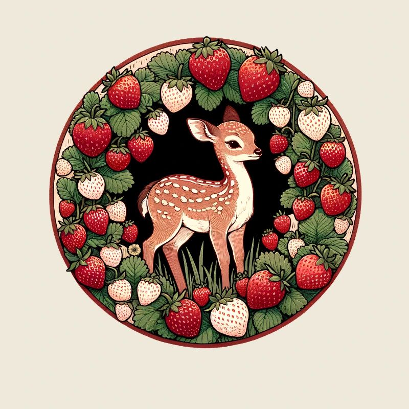 Fawn in Strawberry Wreath