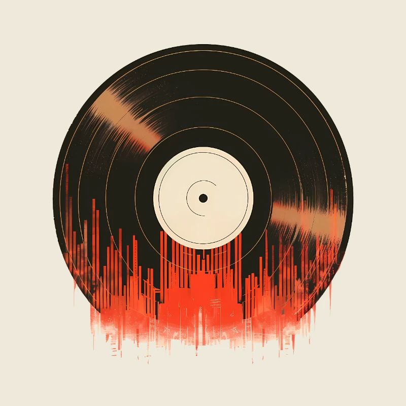 Disque vinyle rétro avec ondes sonores