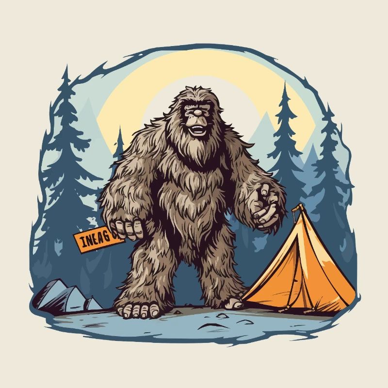 Bigfoot Campant dans les bois