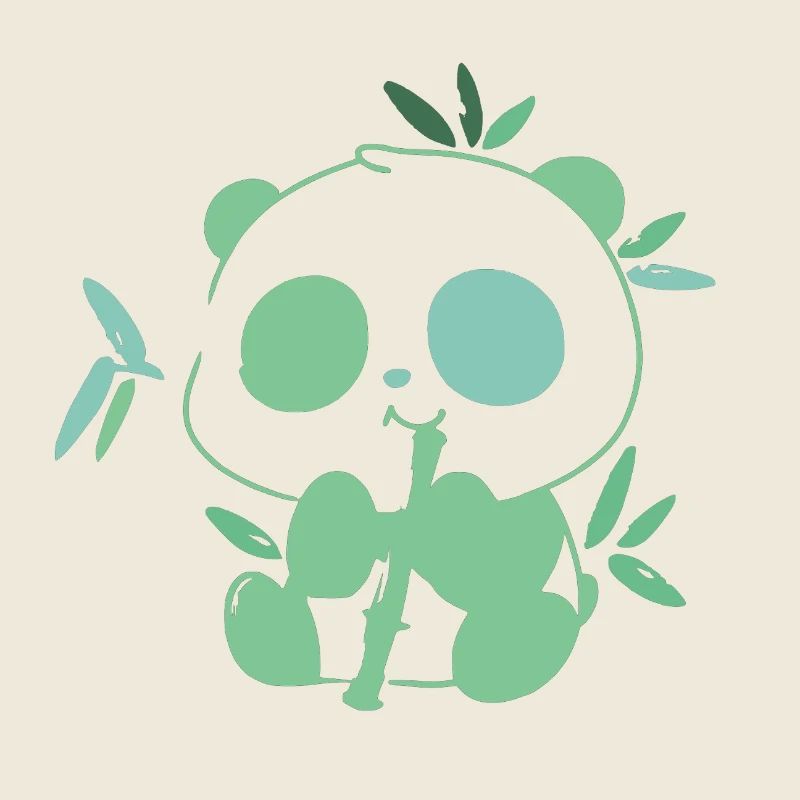 Panda avec bambou – illustration délicate