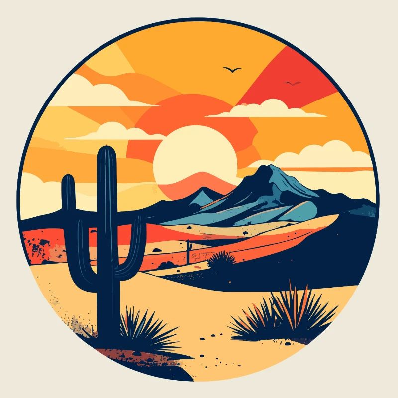 Desert panorama red sun desert landscape motif