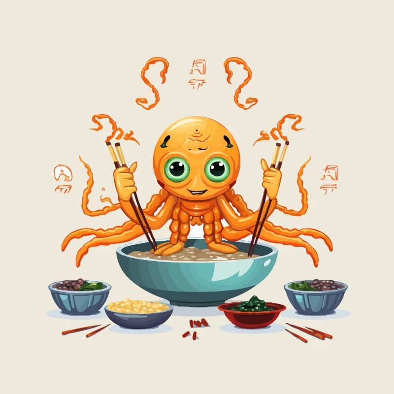 Small tentacle in ramen soup