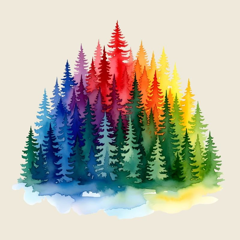 Forêt arc-en-ciel Silhouette Forêt arc-en-ciel
