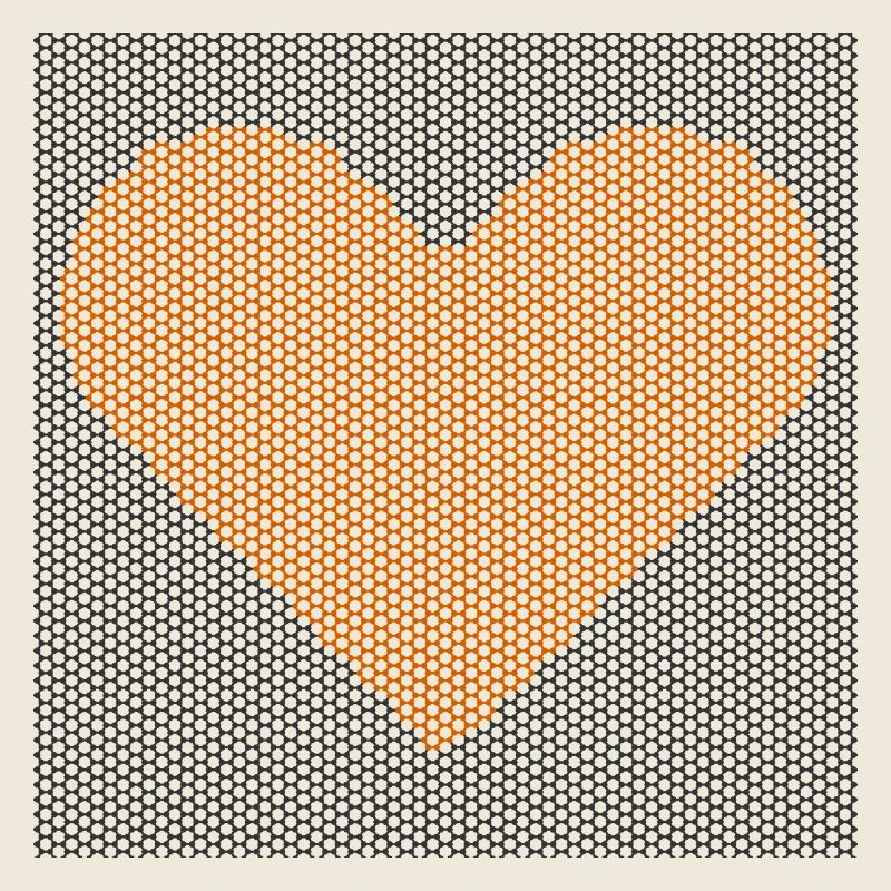 Pointillist Heart Mosaic, behing graphene bars