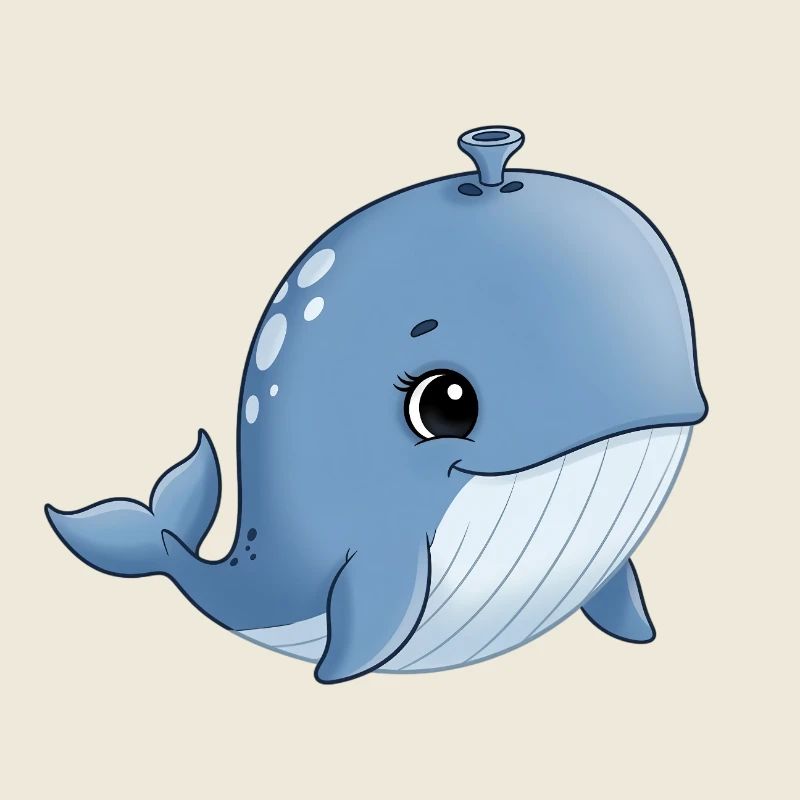 Baleine de dessins animés bleus avec le sourire