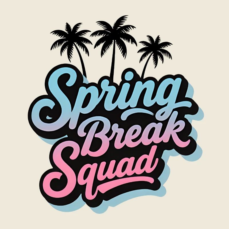 Spring Break Squad Palm Trees Tropical Holiday Party