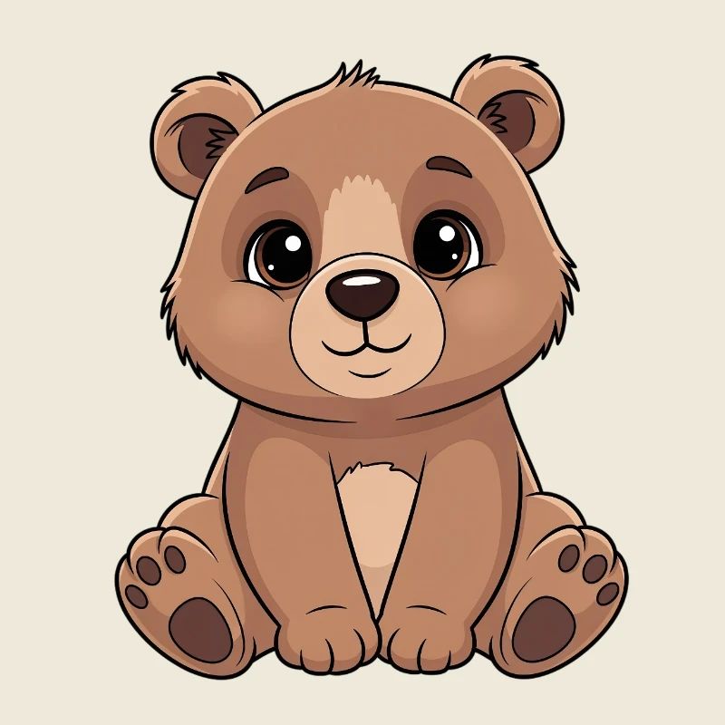 Cuddly Bear Cartoon - Cute Brown