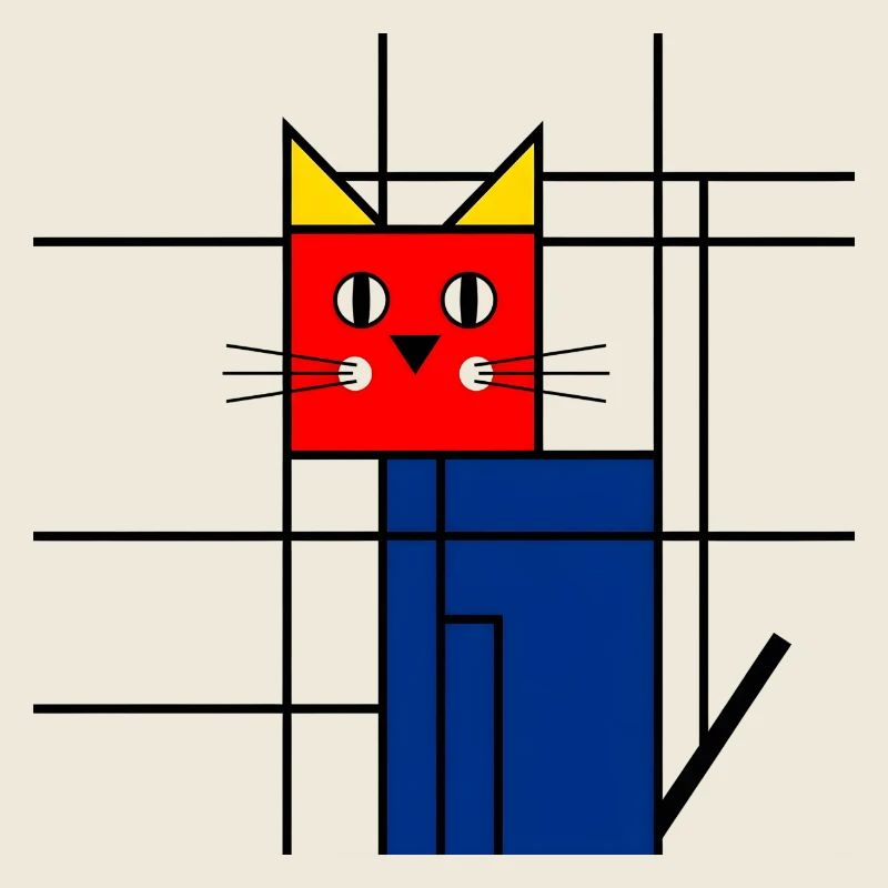 Art abstrait du chat - Mondrian géométrique