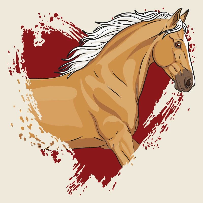 Ein Palomino-Pferd und ein rotes Herz