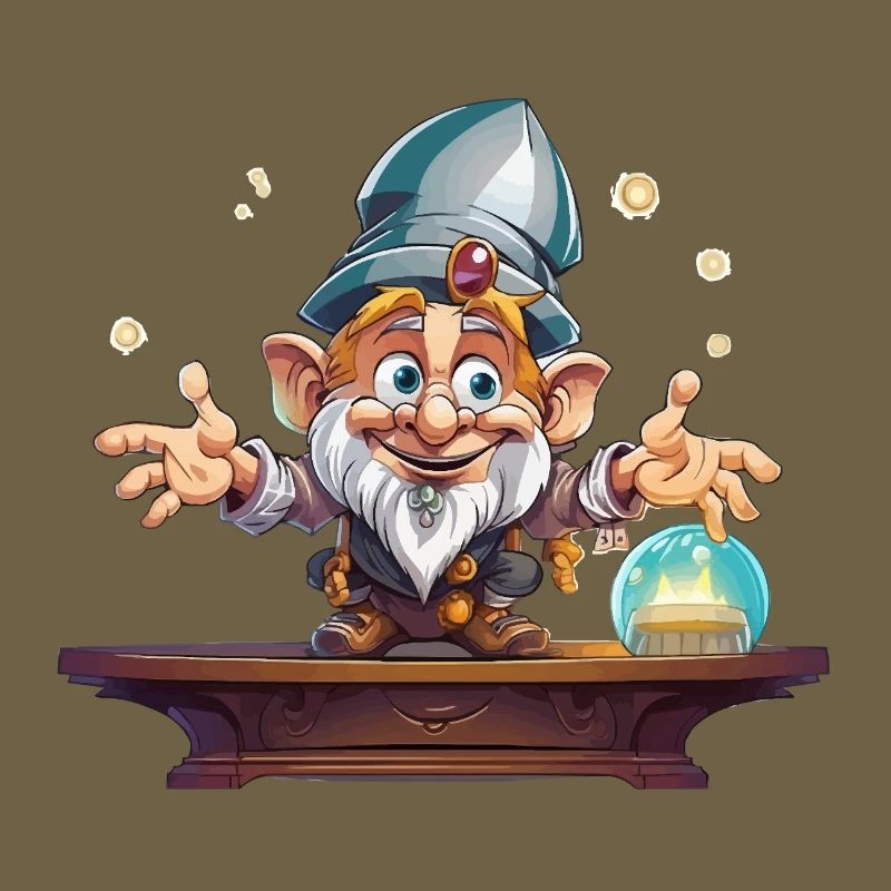 Magicien gnome avec boule de cristal