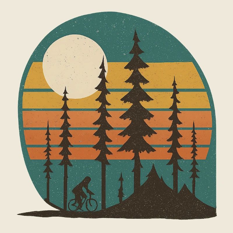 Idée cadeau paysage rétro Forest Sun Cyclist