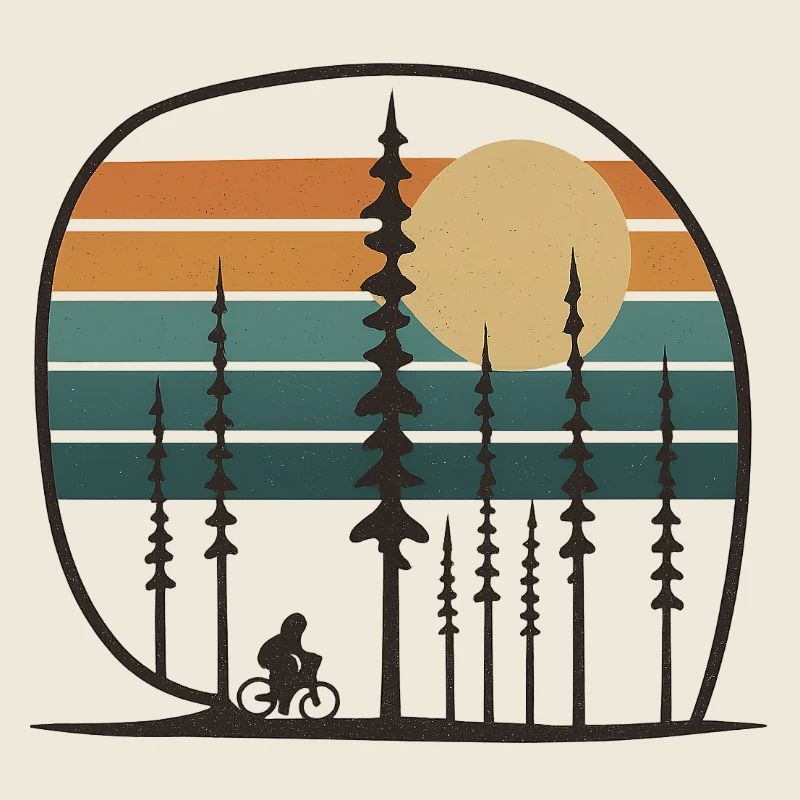 Forest Cycling in Retro Sunset Gift Idea Friends