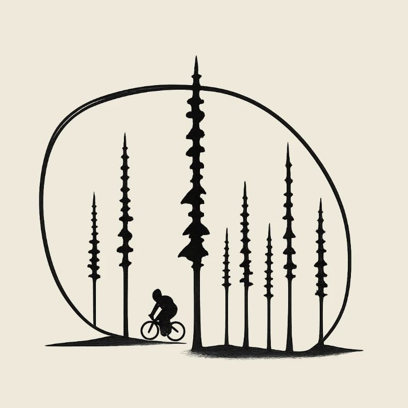 Forest Path Cyclist Silhouette Gift Idea Friends