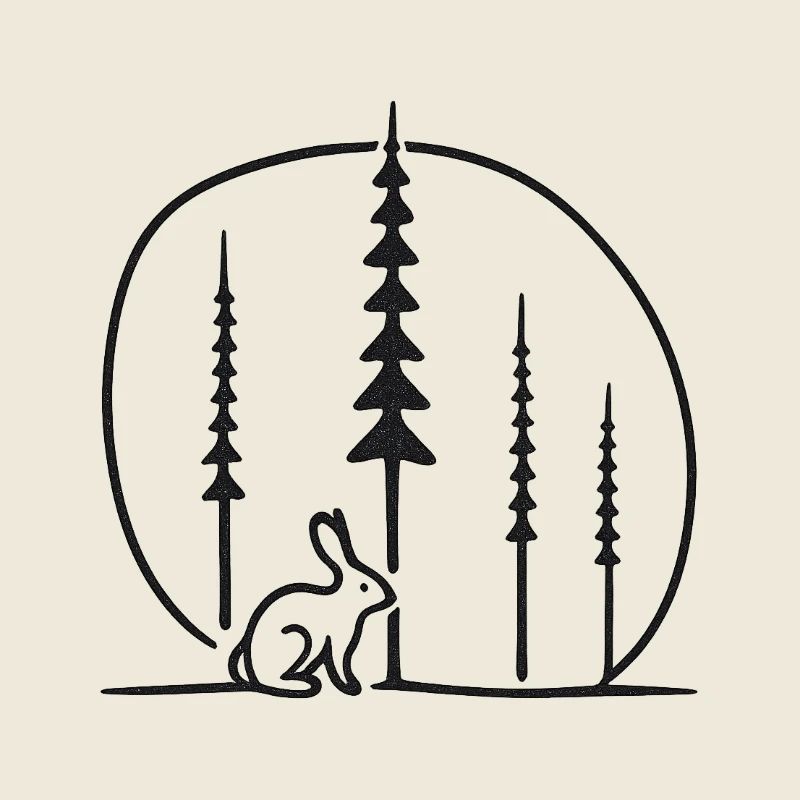 Kaninchen im Waldkreis Silhouette geschenkidee