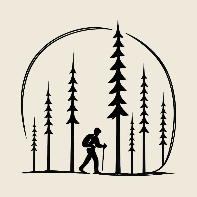 Cercle de silhouette de randonnée forestière Cadeau Suisse