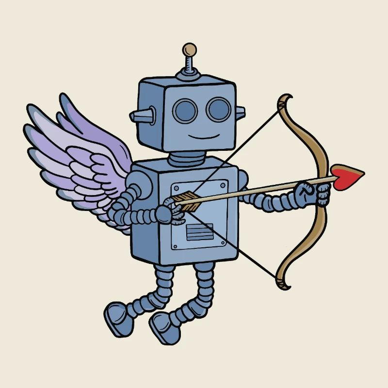Niedlicher Steampunk-Roboter-Amor mit Herzpfeil
