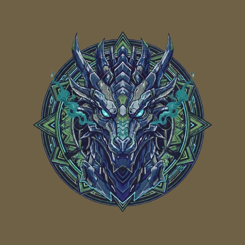 Blaugrünes Drachen - Mandala