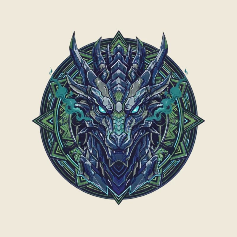 Teal Dragon - Mandala