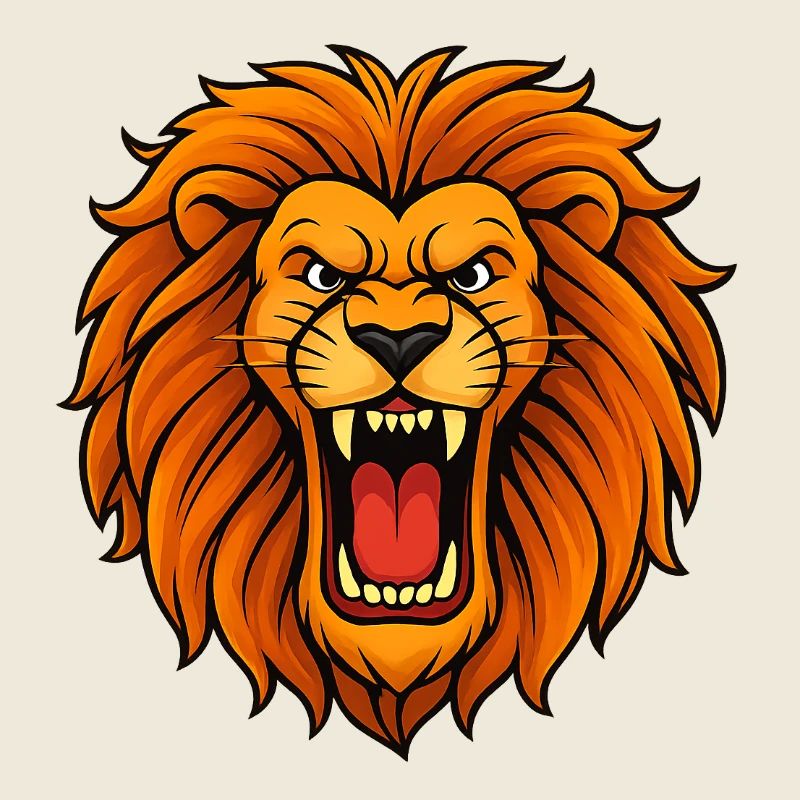 Lion's Head Roaring Design